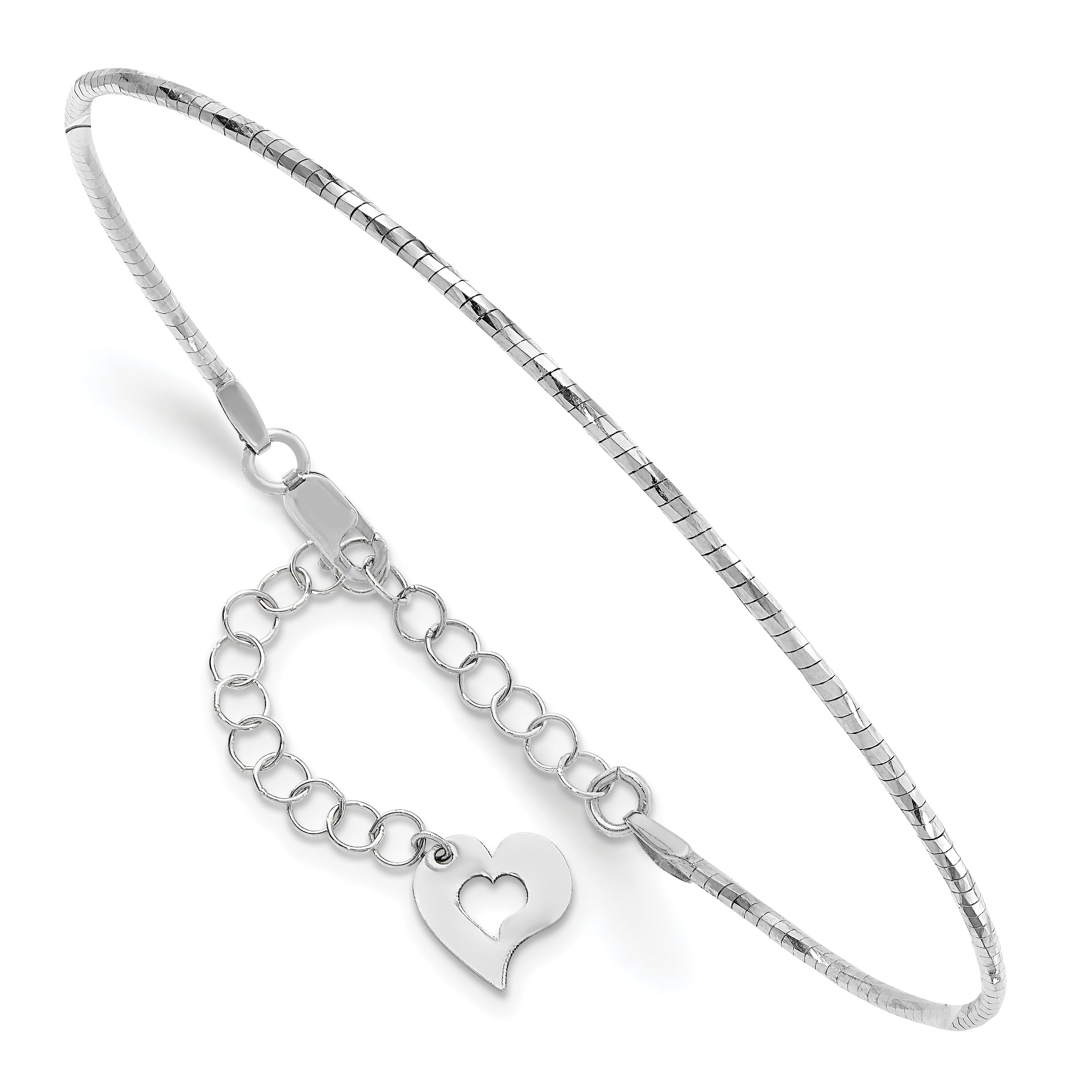 7.5 Zoll 14K Weiß Poliert mit 2 Zoll. Verlängerung. Rund Gedreht Omega Armband