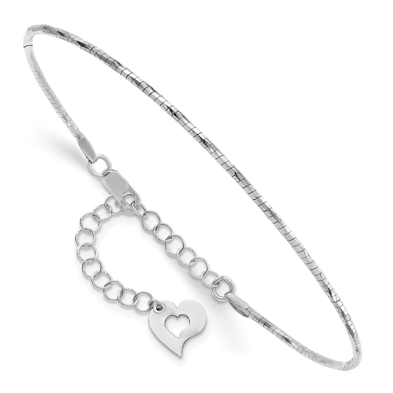 7.5 Zoll 14K Weiß Poliert mit 2 Zoll. Verlängerung. Rund Gedreht Omega Armband