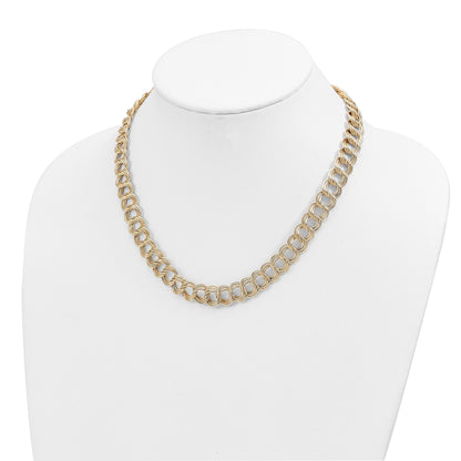 14K Gelbgold Poliert Fantasie Dreifach Glieder Halskette