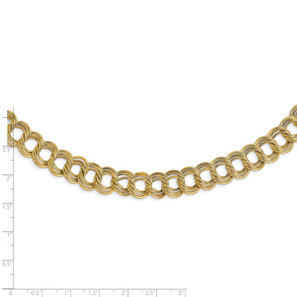 14K Gelbgold Poliert Fantasie Dreifach Glieder Halskette
