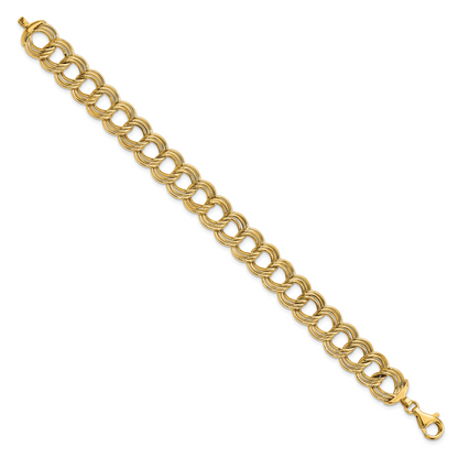 7.5 Zoll 14K Poliert Fantasie Dreifach Glieder Armband