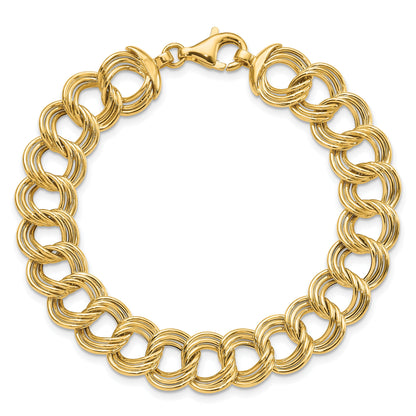 7.5 Zoll 14K Poliert Fantasie Dreifach Glieder Armband