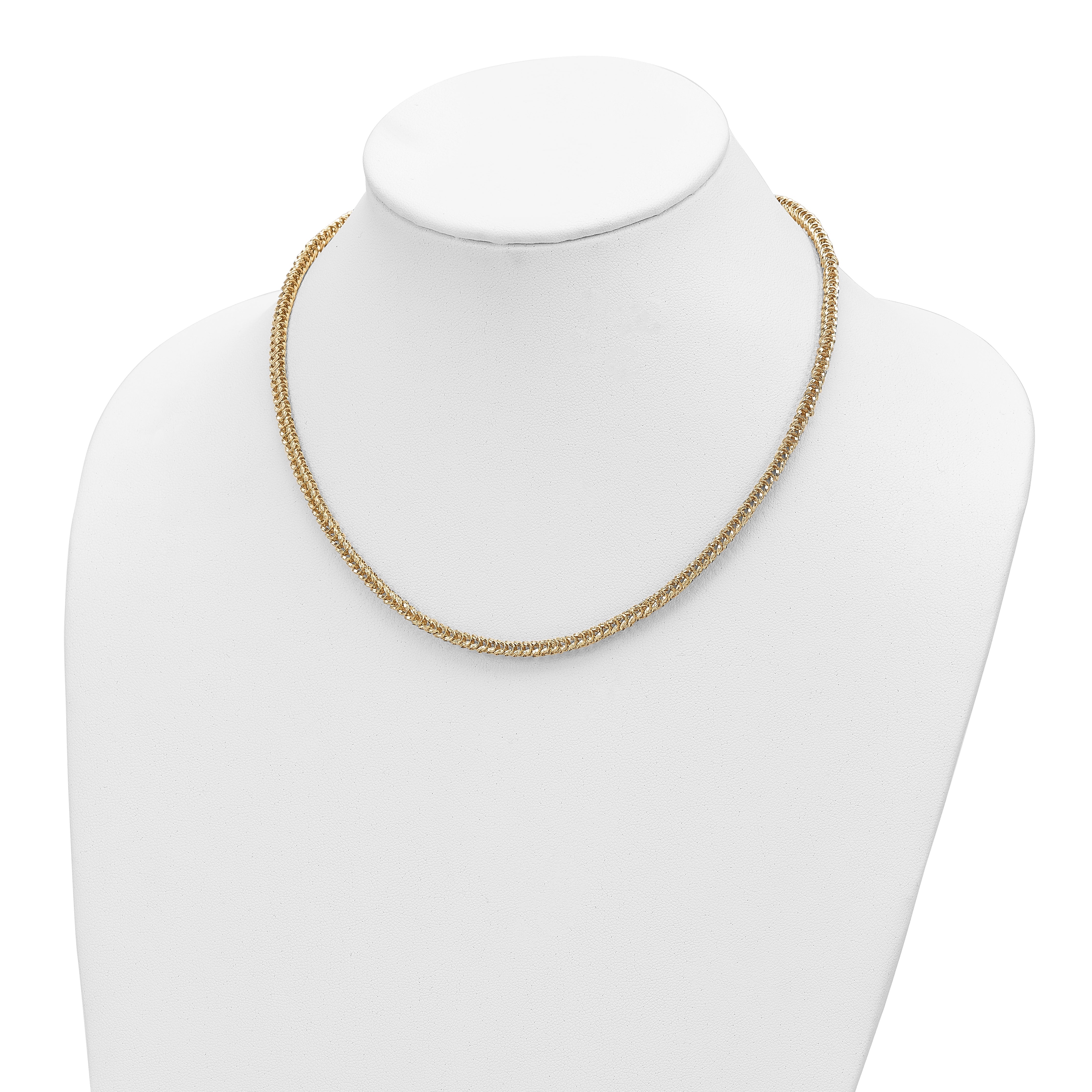 14K Gelbgold Poliert Diamantiert Fantasieglieder Halskette