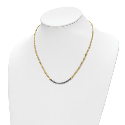 14K Gelb & Rhodium Weiß Diamantiert Gedreht Fantasie Halskette
