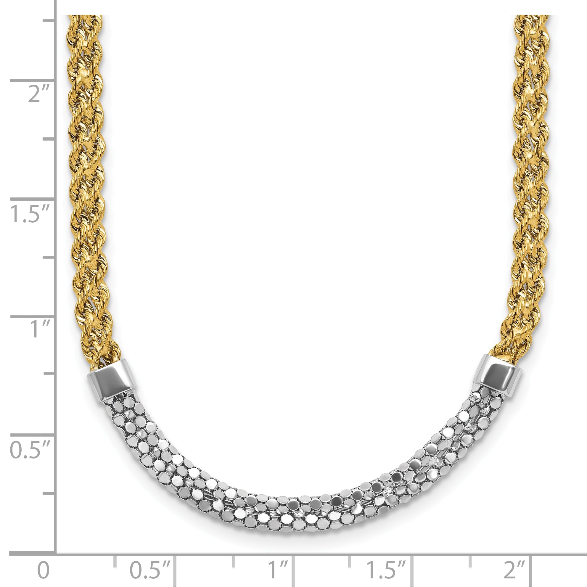 14K Gelb & Rhodium Weiß Diamantiert Gedreht Fantasie Halskette
