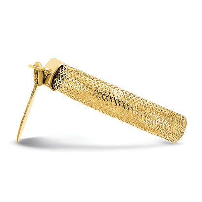 14K Gelbgold Geflochten Netz Dehnbar Poliert Herz Charm Ring