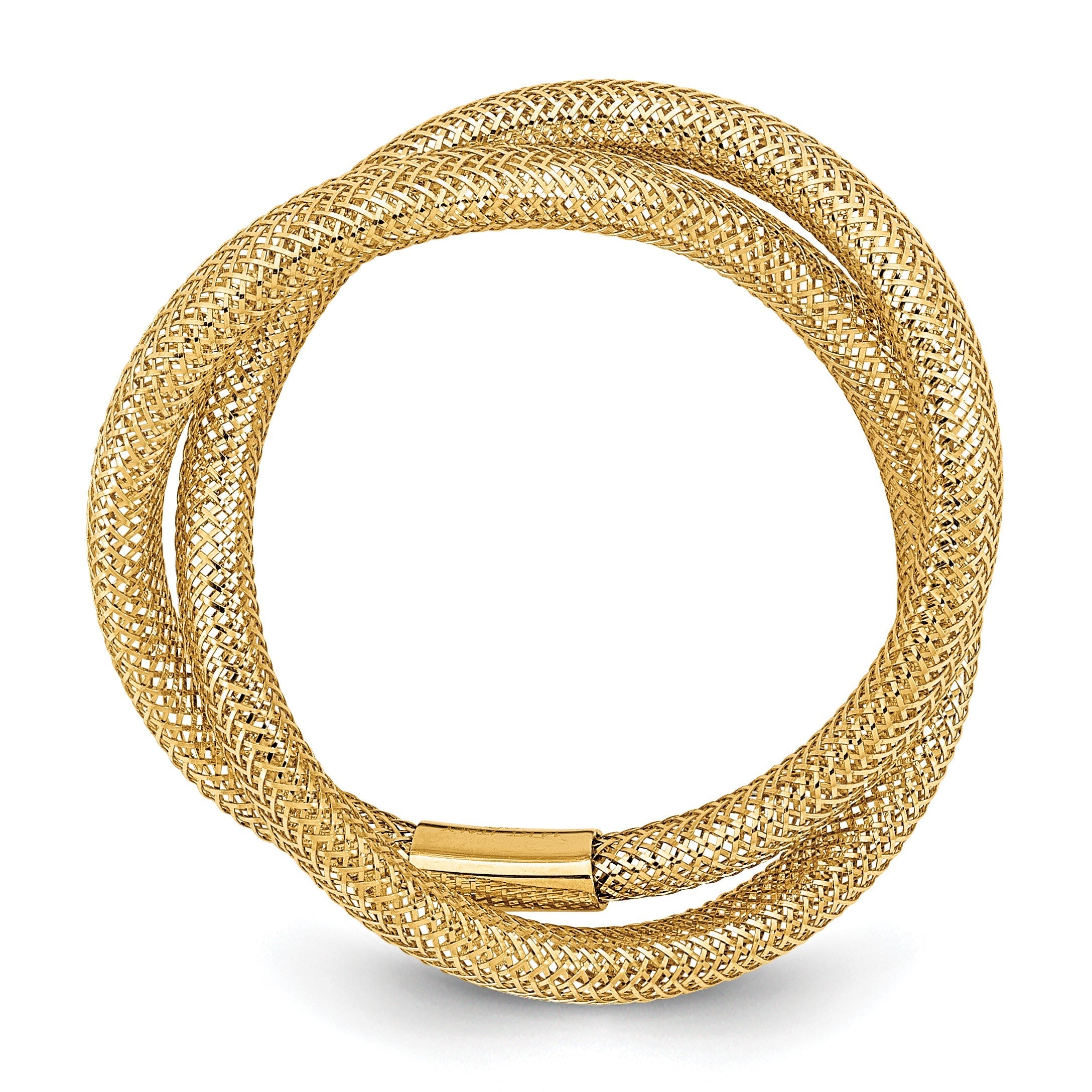 14K Gelbgold Gedreht Geflochten Netz Dehnbar Ring