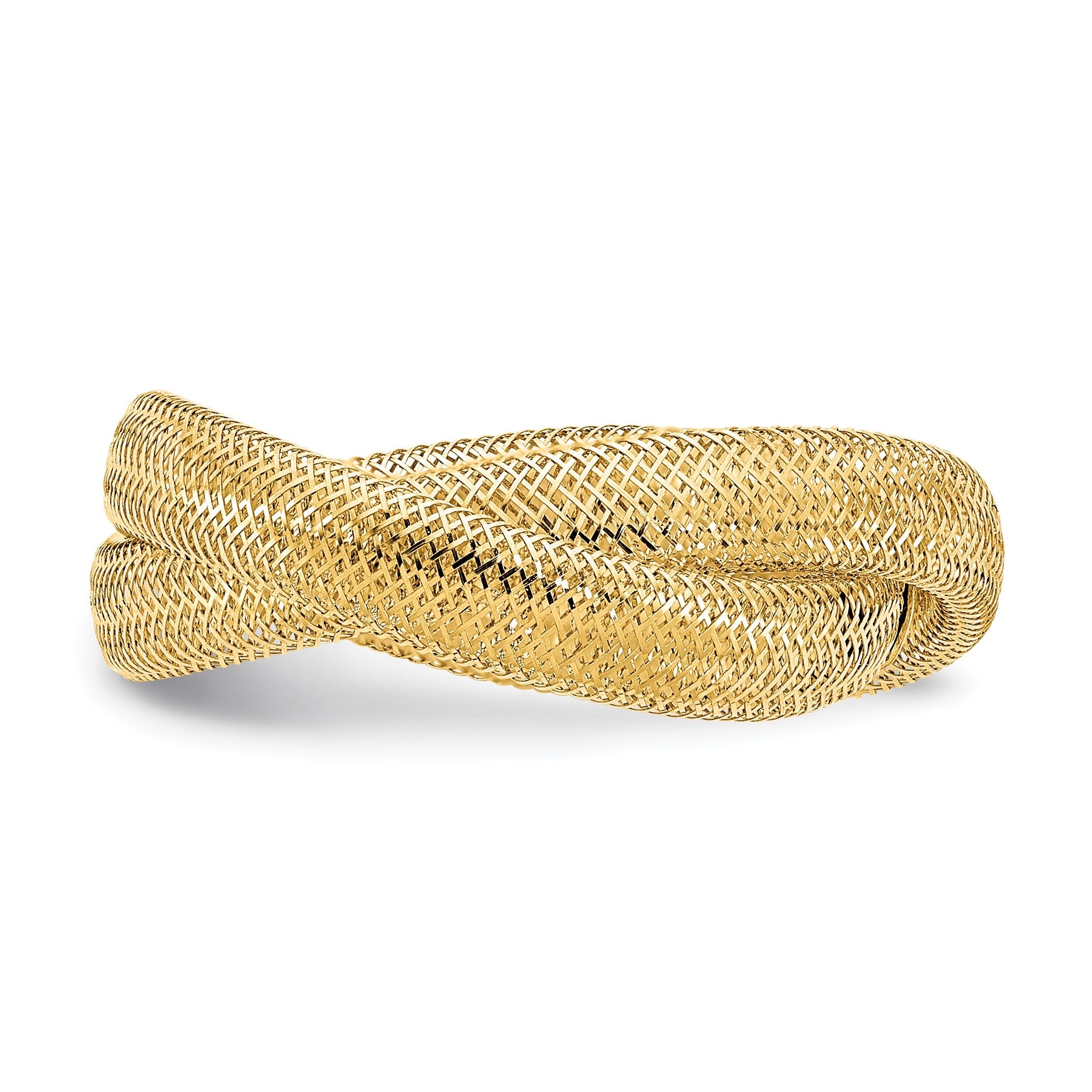 14K Gelbgold Gedreht Geflochten Netz Dehnbar Ring
