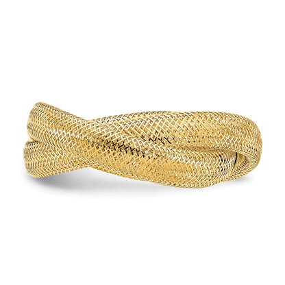 14K Gelbgold Gedreht Geflochten Netz Dehnbar Ring
