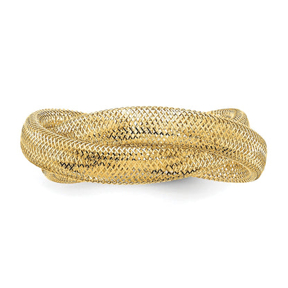 14K Gelbgold Gedreht Geflochten Netz Dehnbar Ring