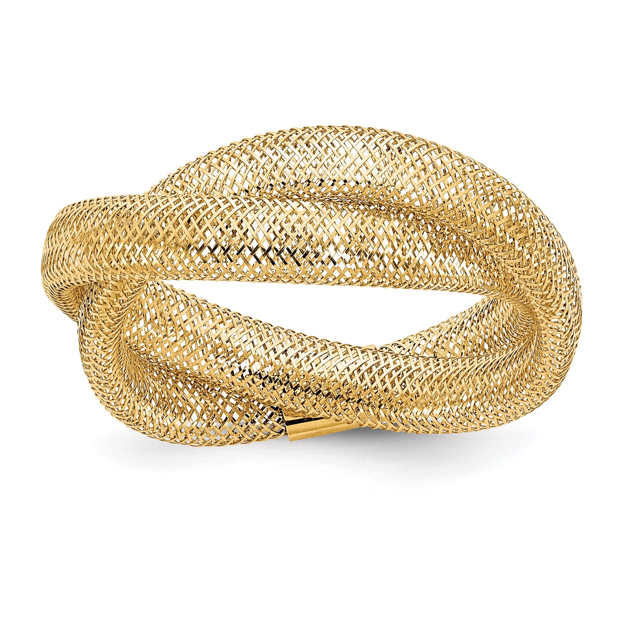 14K Gelbgold Gedreht Geflochten Netz Dehnbar Ring