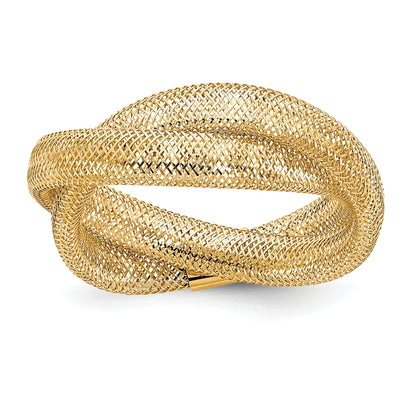 14K Gelbgold Gedreht Geflochten Netz Dehnbar Ring