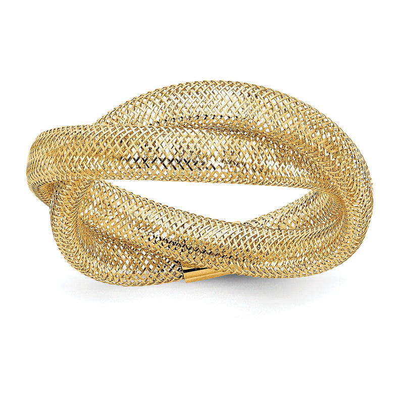 14K Gelbgold Gedreht Geflochten Netz Dehnbar Ring