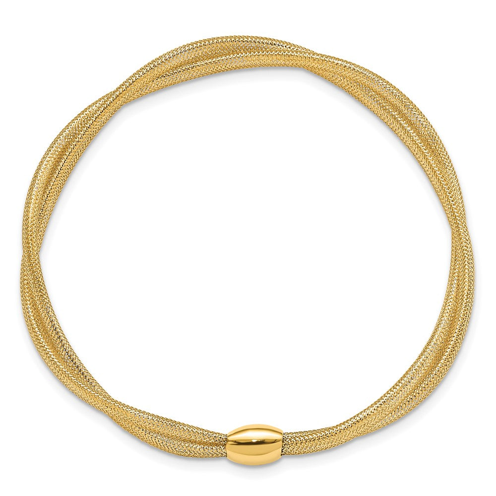 14K Gelbgold Gedreht Geflochten Netz Dehnbar Armband