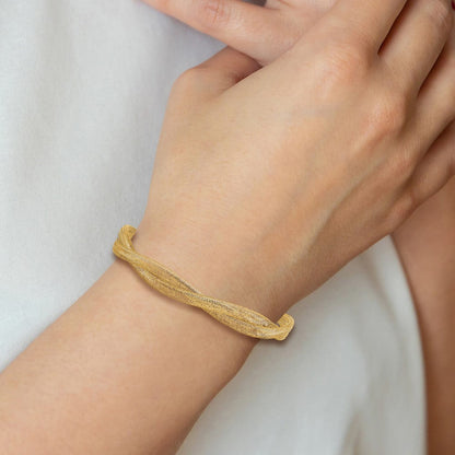 14K Gelbgold Gedreht Geflochten Netz Dehnbar Armband