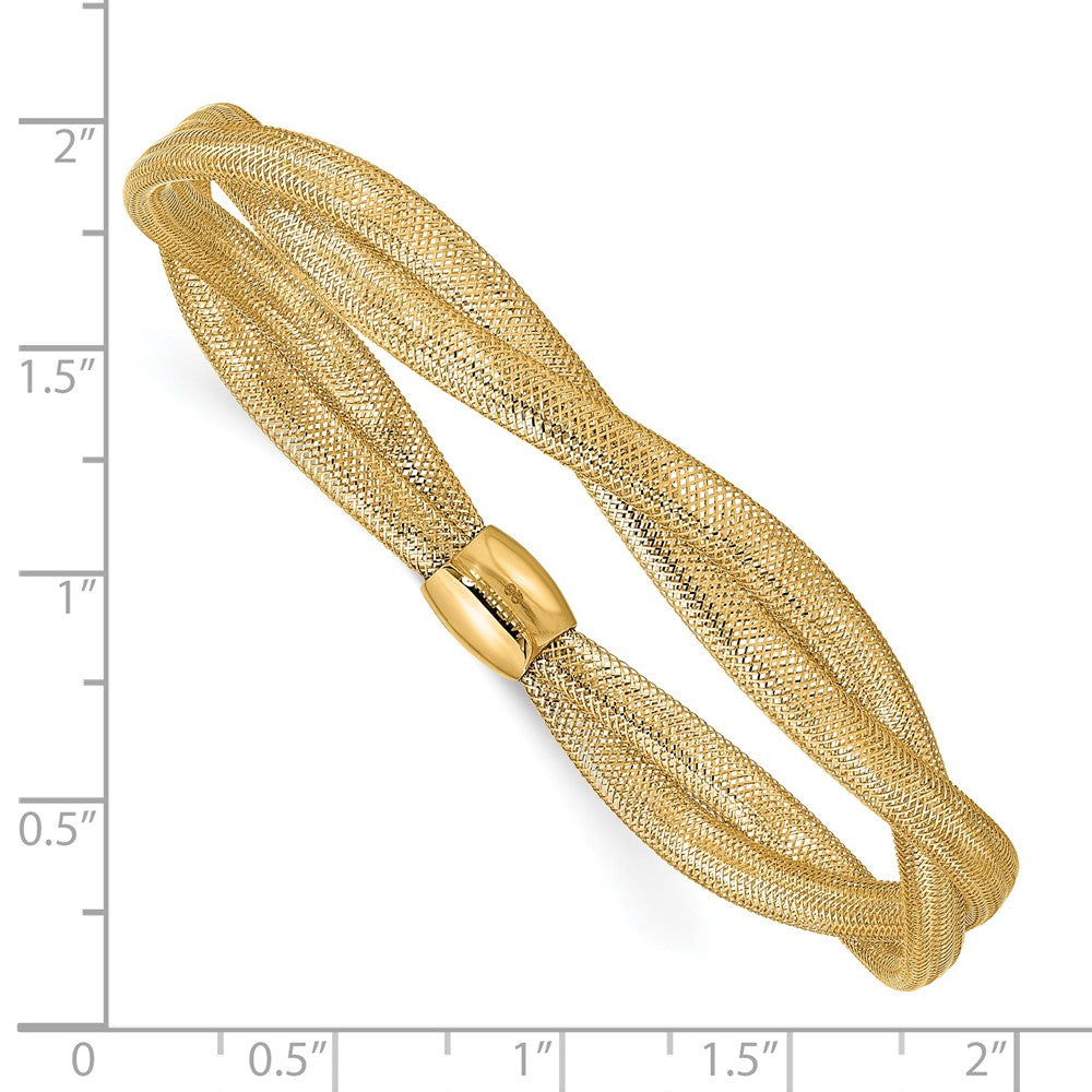 14K Gelbgold Gedreht Geflochten Netz Dehnbar Armband