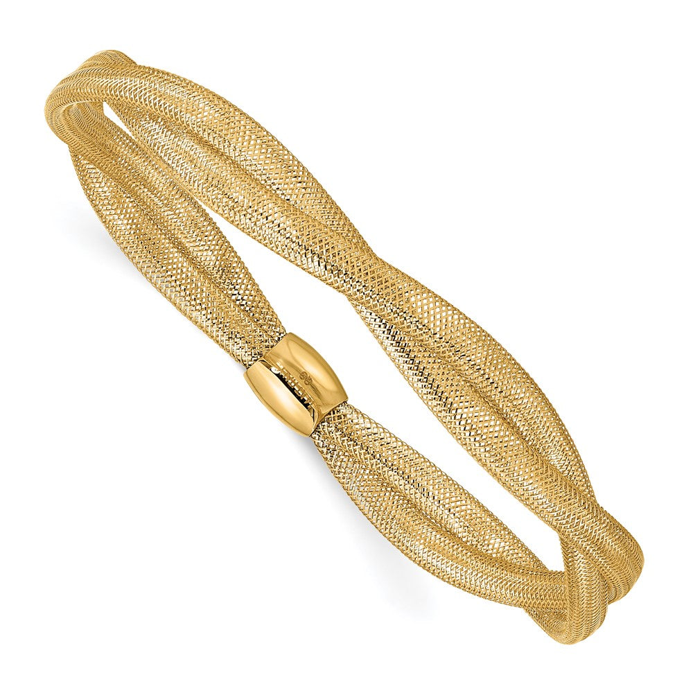 14K Gelbgold Gedreht Geflochten Netz Dehnbar Armband
