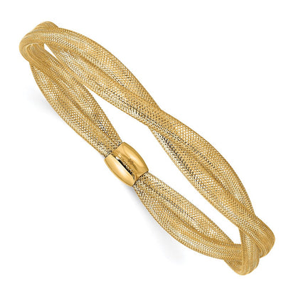 14K Gelbgold Gedreht Geflochten Netz Dehnbar Armband