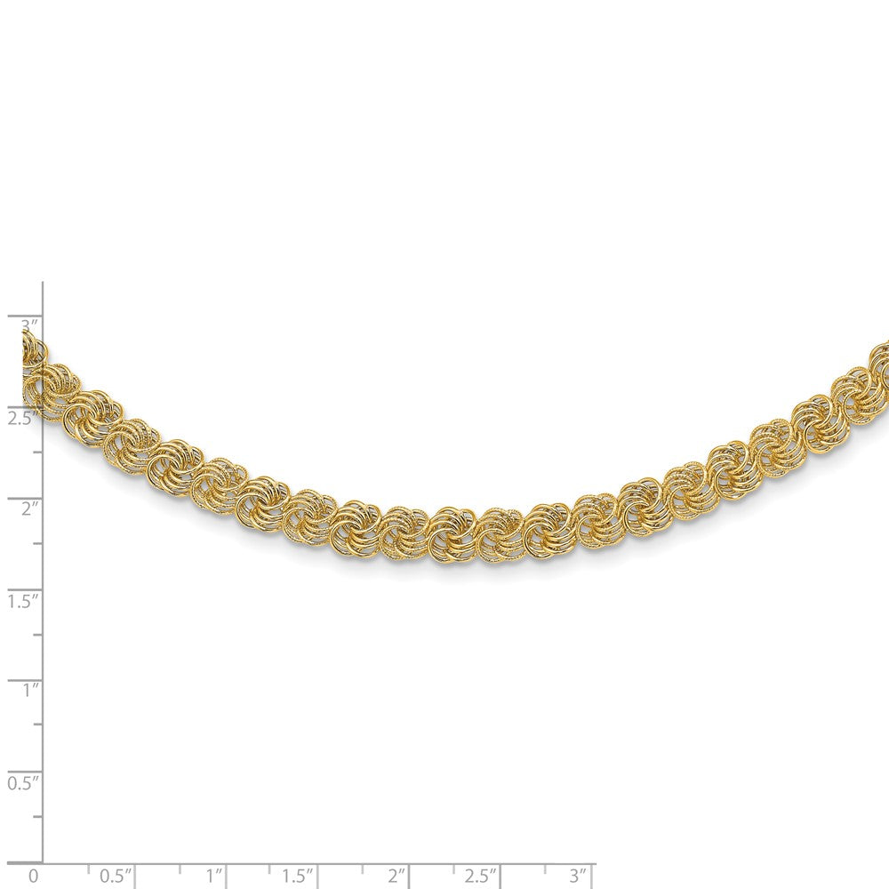 14K Gelbgold Poliert & Strukturiert Vierfach Glieder Halskette