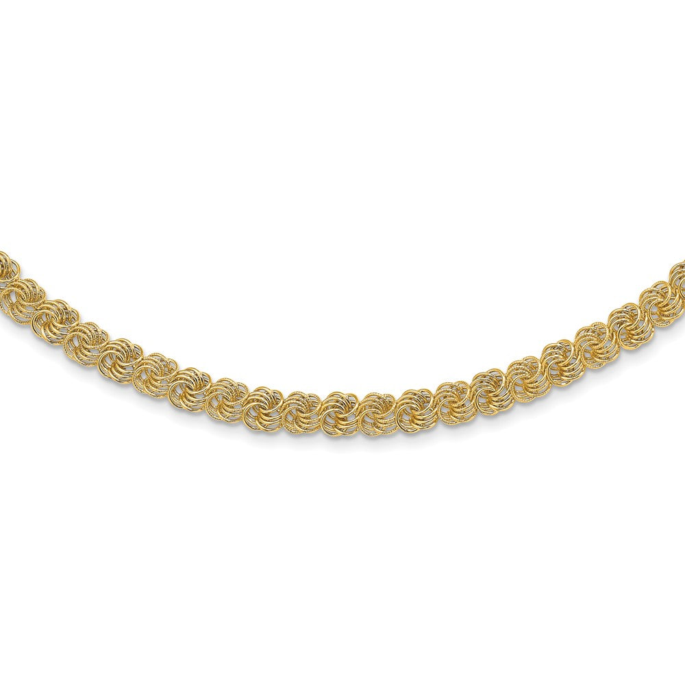 14K Gelbgold Poliert & Strukturiert Vierfach Glieder Halskette