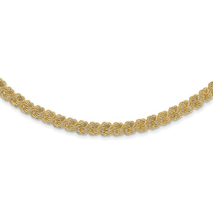 14K Gelbgold Poliert & Strukturiert Vierfach Glieder Halskette