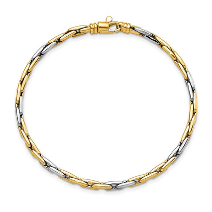 7.5 Zoll 14K Bicolor Poliert Fantasieglieder Armband