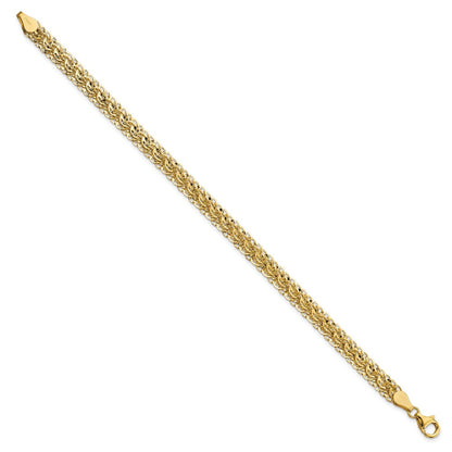 14K Gelbgold Poliert Diamantiert Fantasieglieder Gliederarmband
