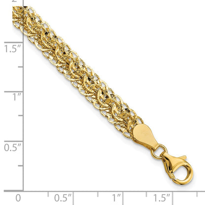14K Gelbgold Poliert Diamantiert Fantasieglieder Gliederarmband