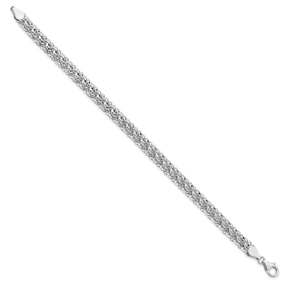 14K Weißgold Weiß Poliert Diamantiert Fantasieglieder Gliederarmband