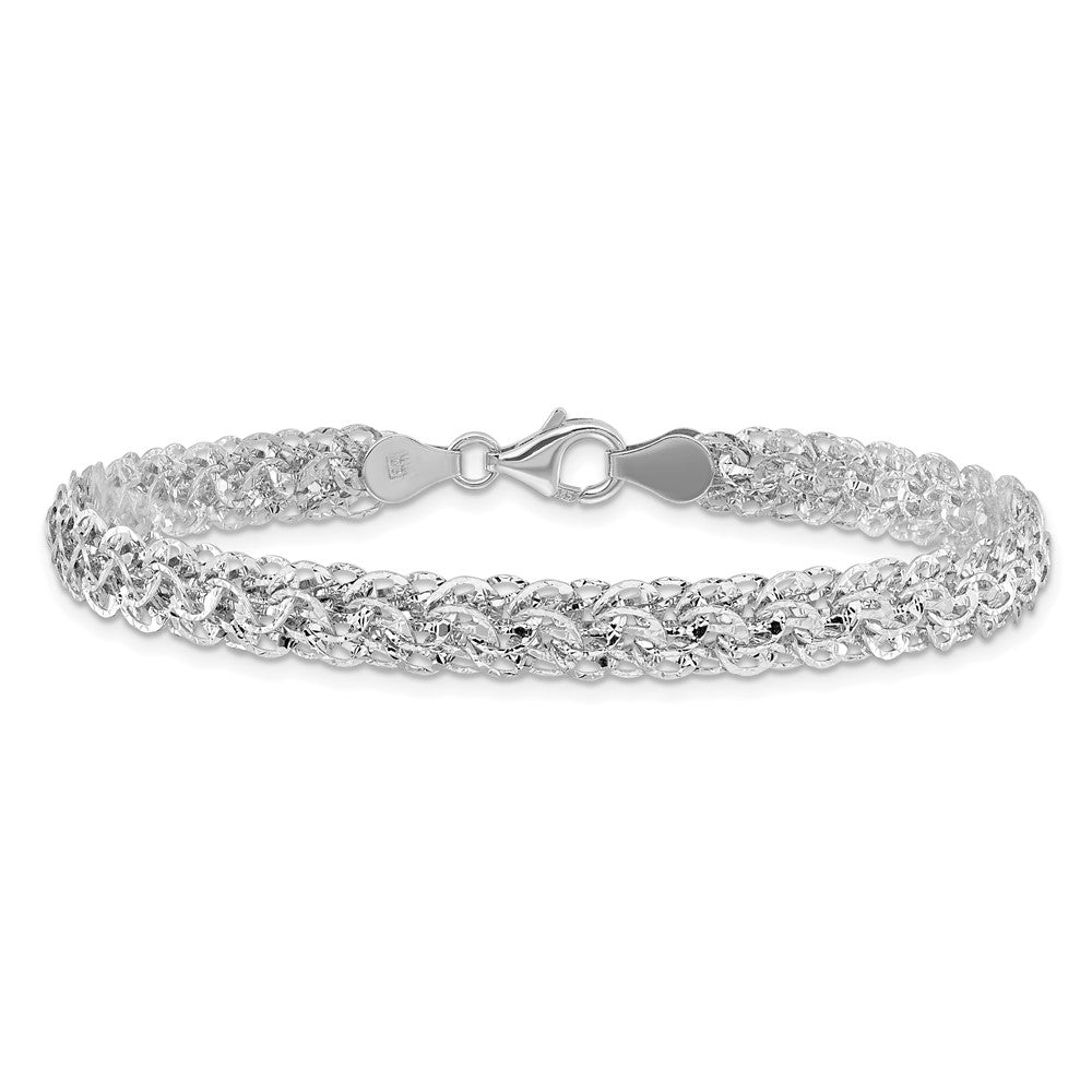 14K Weißgold Weiß Poliert Diamantiert Fantasieglieder Gliederarmband