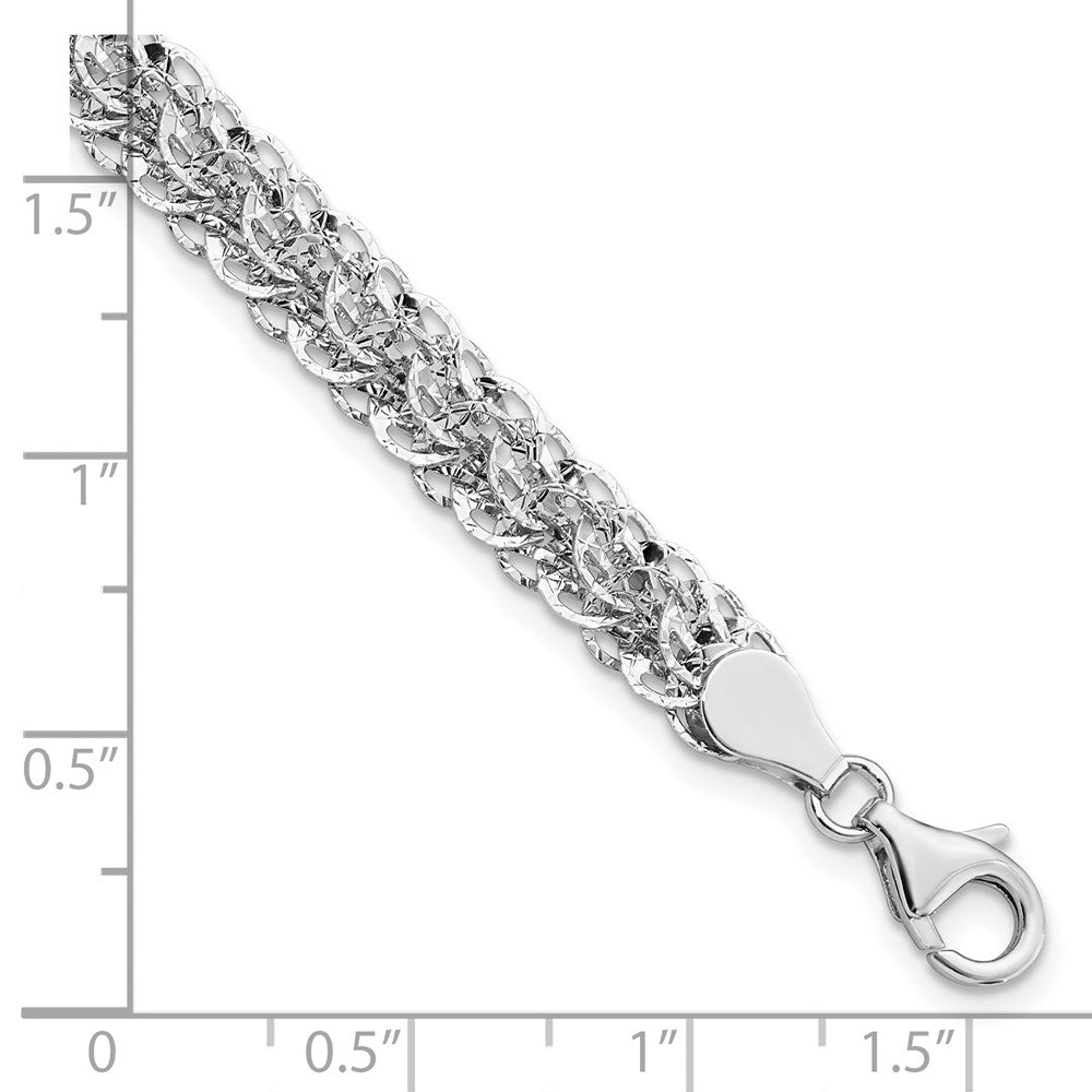 14K Weißgold Weiß Poliert Diamantiert Fantasieglieder Gliederarmband