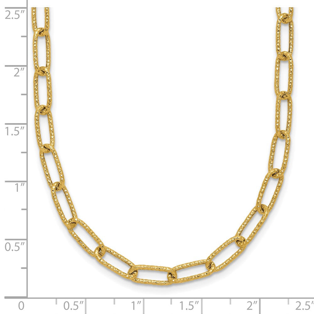 14K Gelbgold Strukturiert Offen Glieder Halskette