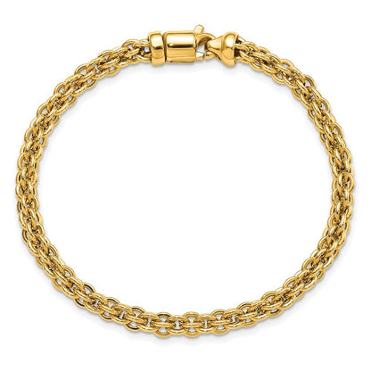 7.5 Zoll 14K Poliert Fantasieglieder Armband
