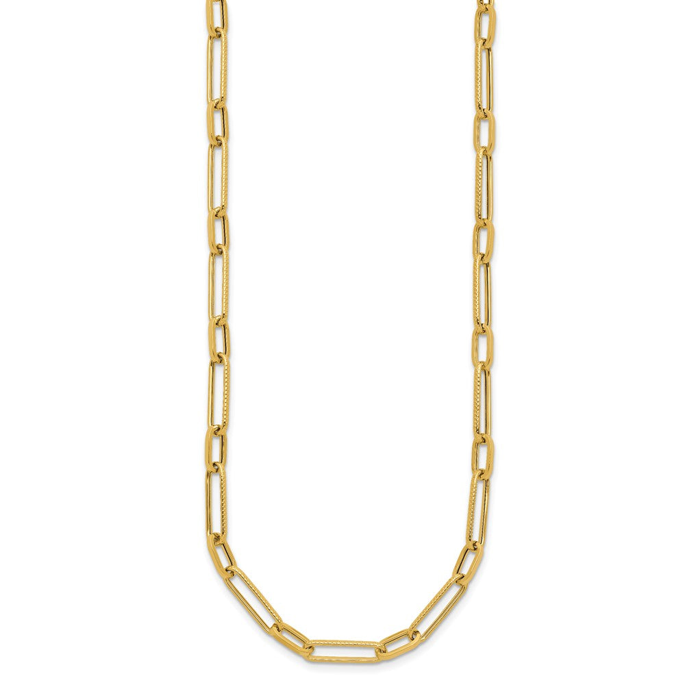14K Gelbgold Poliert Fantasie Oval Glieder Halskette