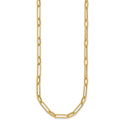 14K Gelbgold Poliert Fantasie Oval Glieder Halskette