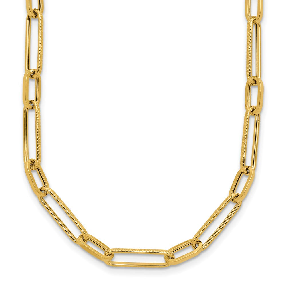 14K Gelbgold Poliert Fantasie Oval Glieder Halskette