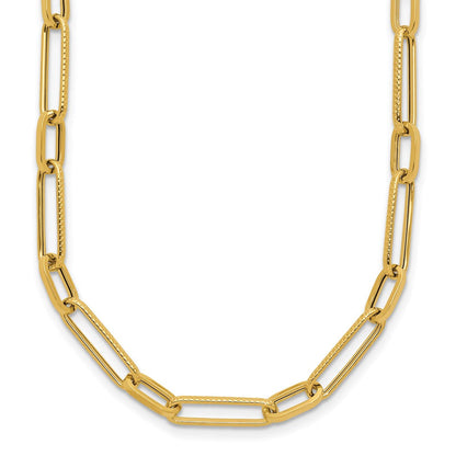 14K Gelbgold Poliert Fantasie Oval Glieder Halskette