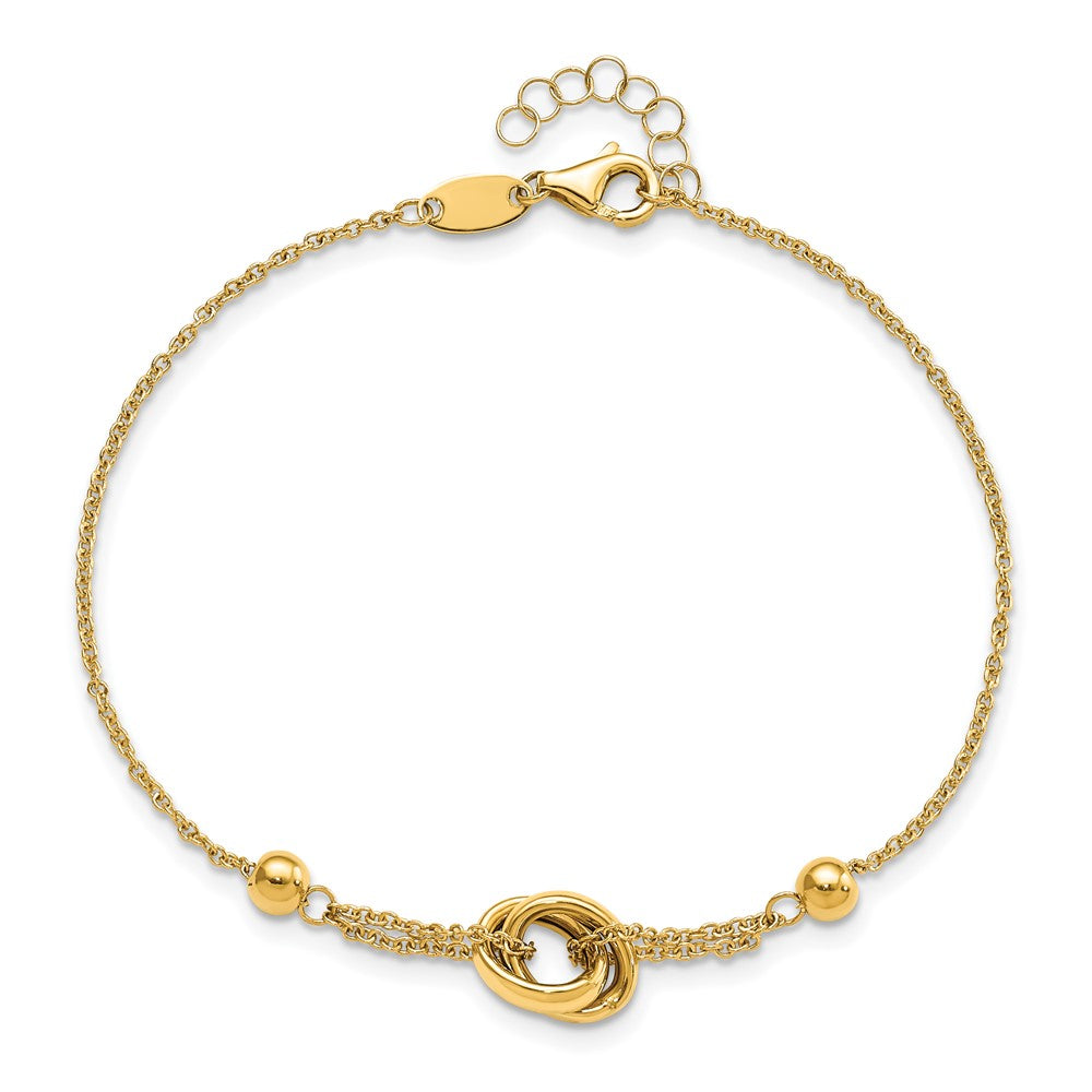 7.75 Zoll 14K Poliert Perle und Glieder Mit.75 in Verlängerung. Armband