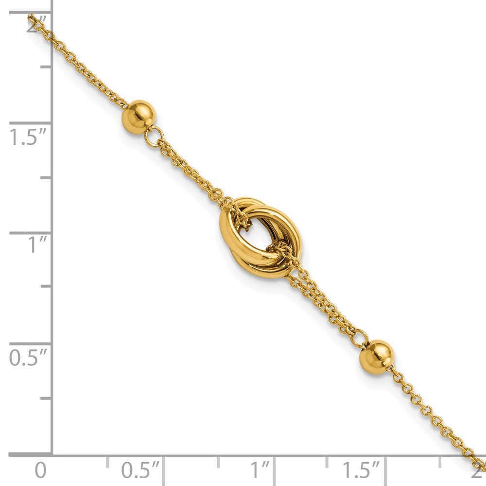 7.75 Zoll 14K Poliert Perle und Glieder Mit.75 in Verlängerung. Armband