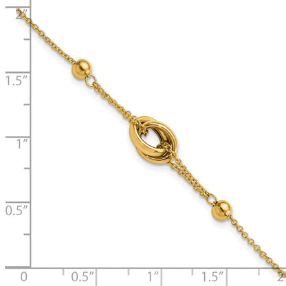 7.75 Zoll 14K Poliert Perle und Glieder Mit.75 in Verlängerung. Armband
