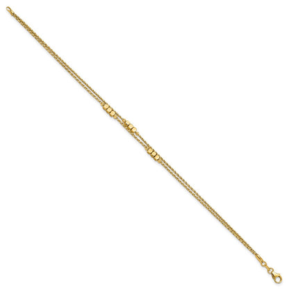 7.5 Zoll 14K Poliert Diamantiert Gekugelt Doppelt Strang Armband