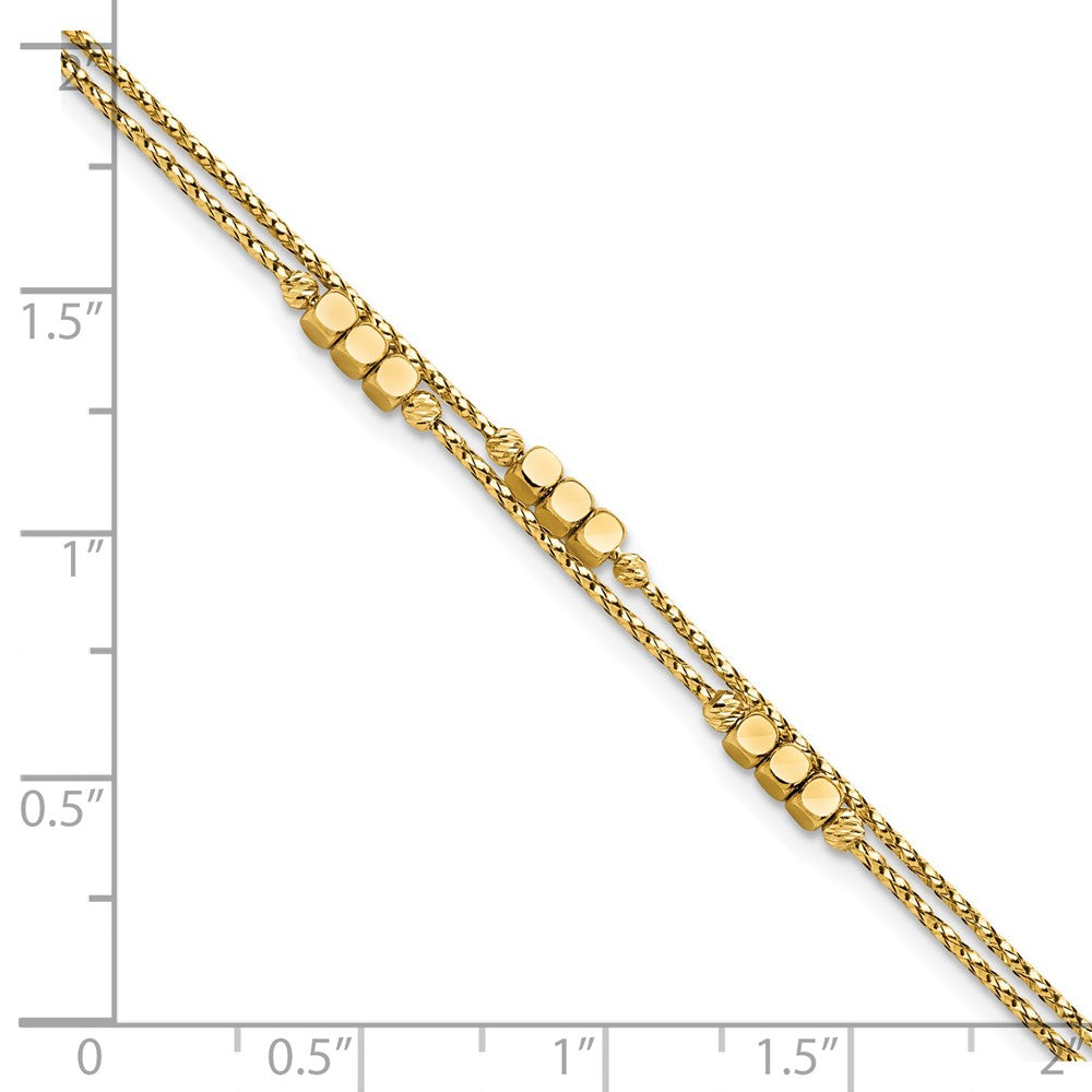 7.5 Zoll 14K Poliert Diamantiert Gekugelt Doppelt Strang Armband