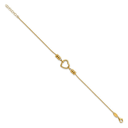 7.75 Zoll 14K Poliert Herz & Perle Mit.75 in Verlängerung. Armband