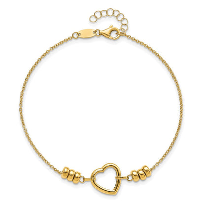 7.75 Zoll 14K Poliert Herz & Perle Mit.75 in Verlängerung. Armband