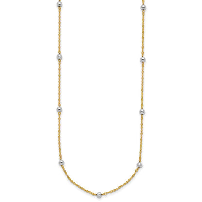 14K Bicolor Poliert Perle Fantasie Halskette