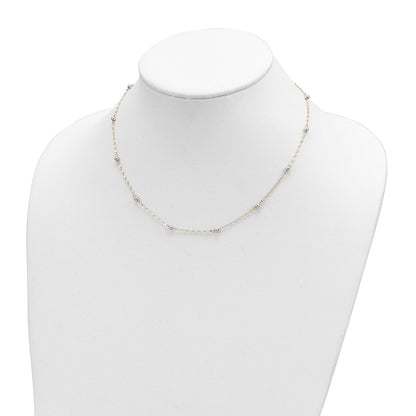 14K Bicolor Poliert Perle Fantasie Halskette