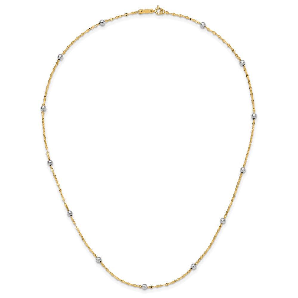 14K Bicolor Poliert Perle Fantasie Halskette