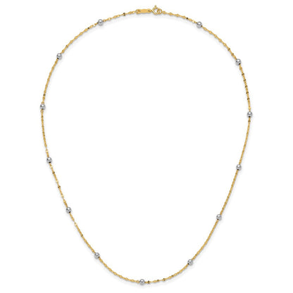 14K Bicolor Poliert Perle Fantasie Halskette