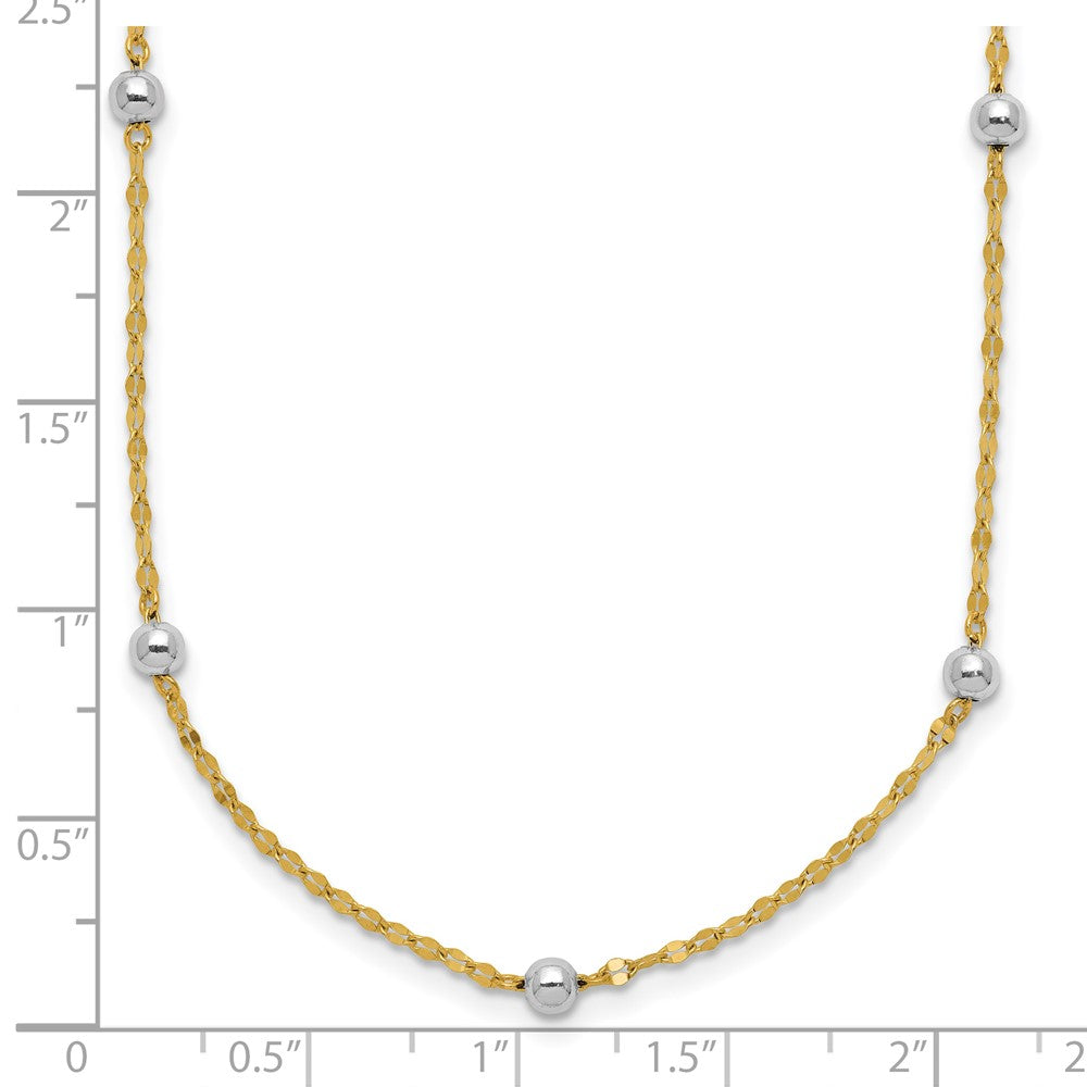 14K Bicolor Poliert Perle Fantasie Halskette