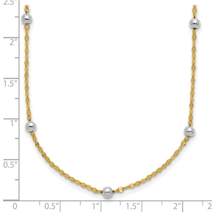 14K Bicolor Poliert Perle Fantasie Halskette